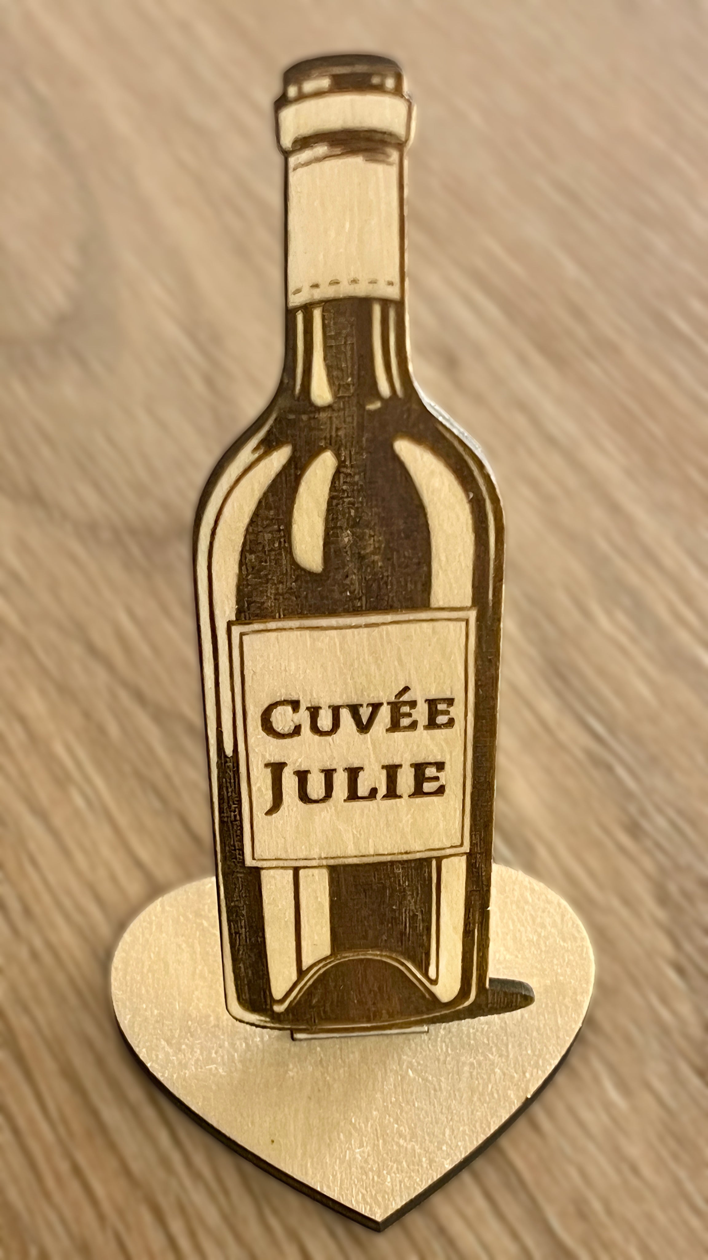 Marque-place Bouteille de Vin Gravé | Personnalisé Bois