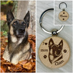 Porte-clés photo personnalisé en bois – Chien, chat & animaux de compagnie