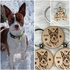 Porte-clés photo personnalisé en bois – Chien, chat & animaux de compagnie