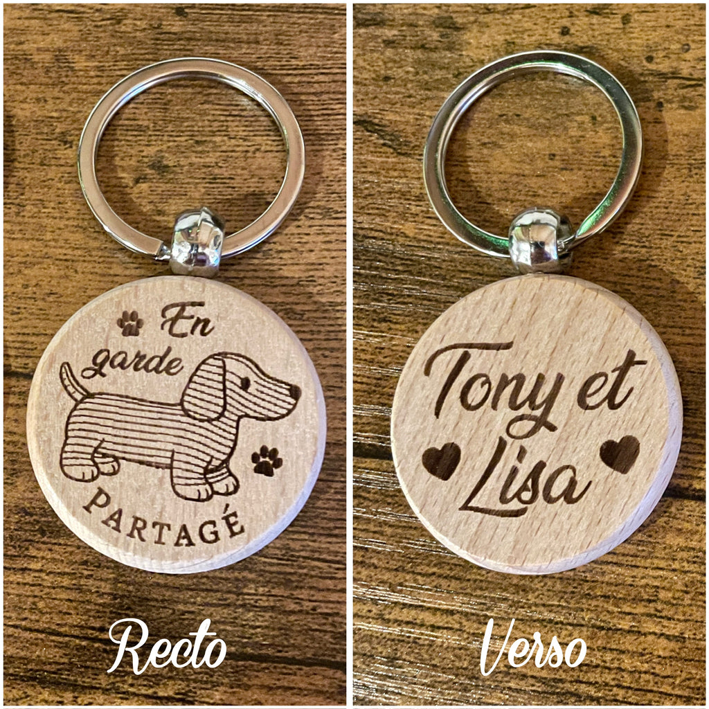 Porte-clés photo personnalisé en bois – Chien, chat & animaux de compagnie
