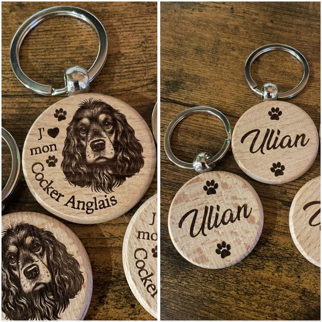 Porte-clés photo personnalisé en bois – Chien, chat & animaux de compagnie