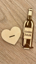 Marque-place Bouteille de Vin Gravé | Personnalisé Bois