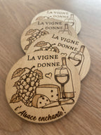 Lot de 4 Sous-Verres Bois Gravés avec Résine Protectrice | Fait France