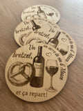 Lot de 4 Sous-Verres Bois Gravés avec Résine Protectrice | Fait France