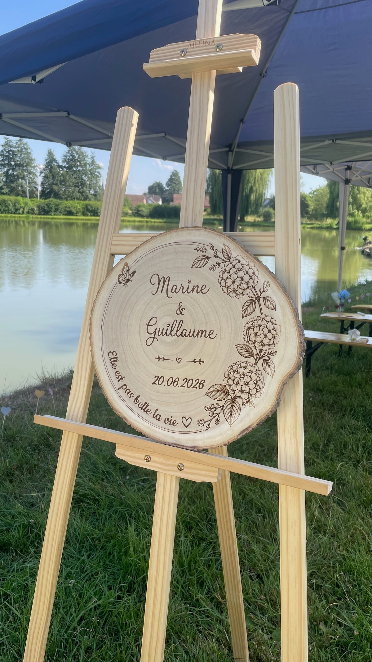 Rondin de mariage personnalisé en bois – Véritable rondin gravé