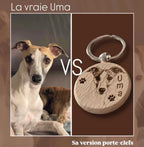 Porte-clés photo personnalisé en bois – Chien, chat & animaux de compagnie