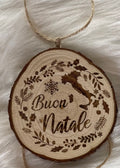 Boule de Noël Bois Brut Gravée | Messages Festifs Multilingues