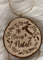 Boule de Noël Bois Brut Gravée | Messages Festifs Multilingues