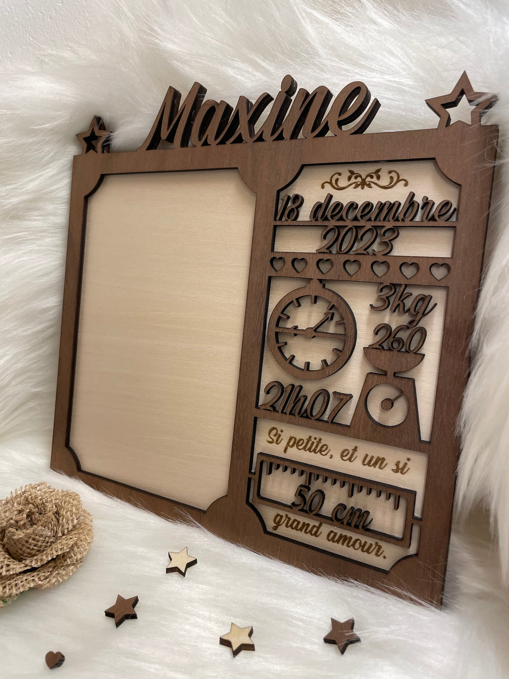 Plaque de naissance / cadre photo