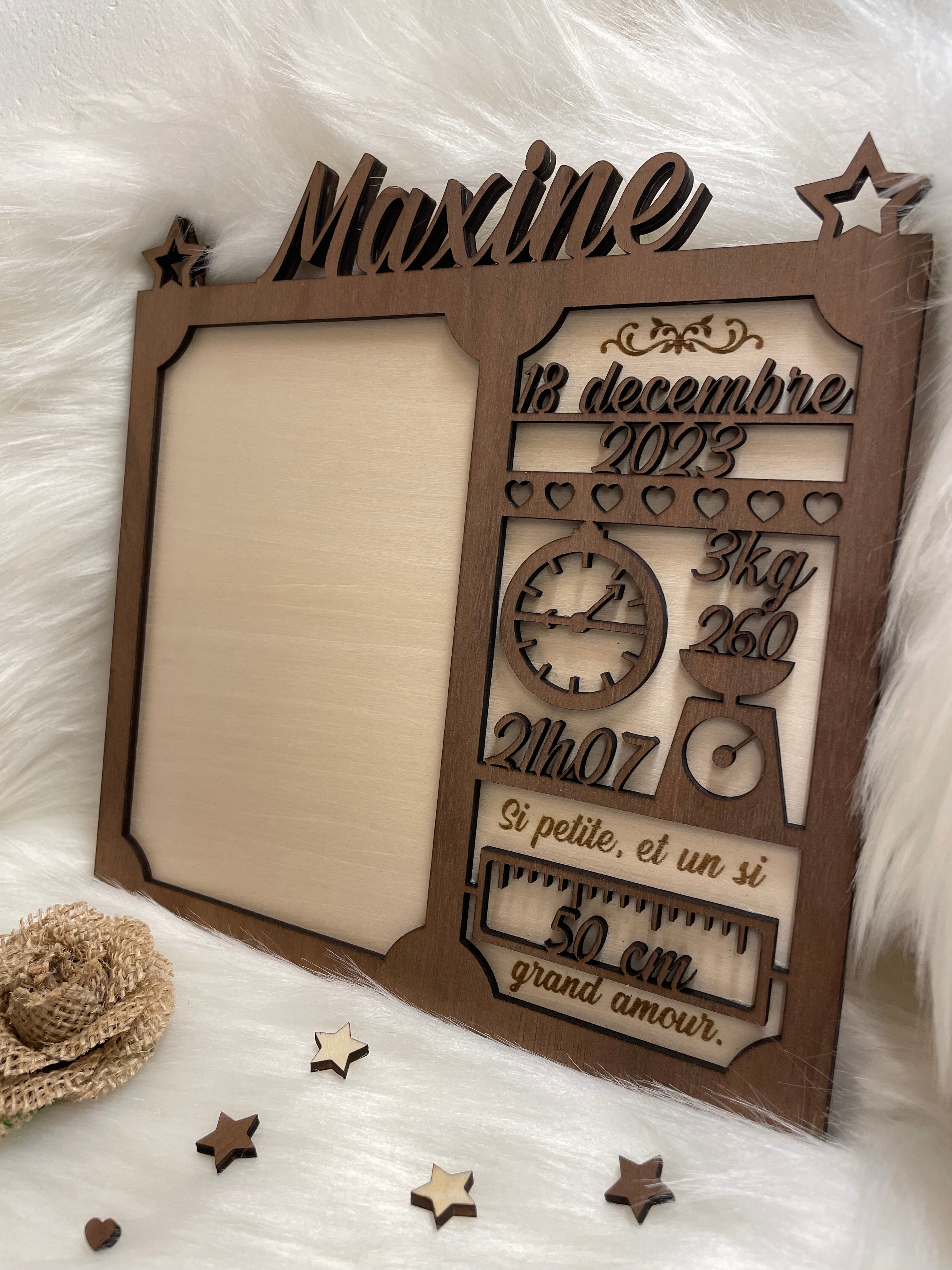 Plaque de naissance / cadre photo