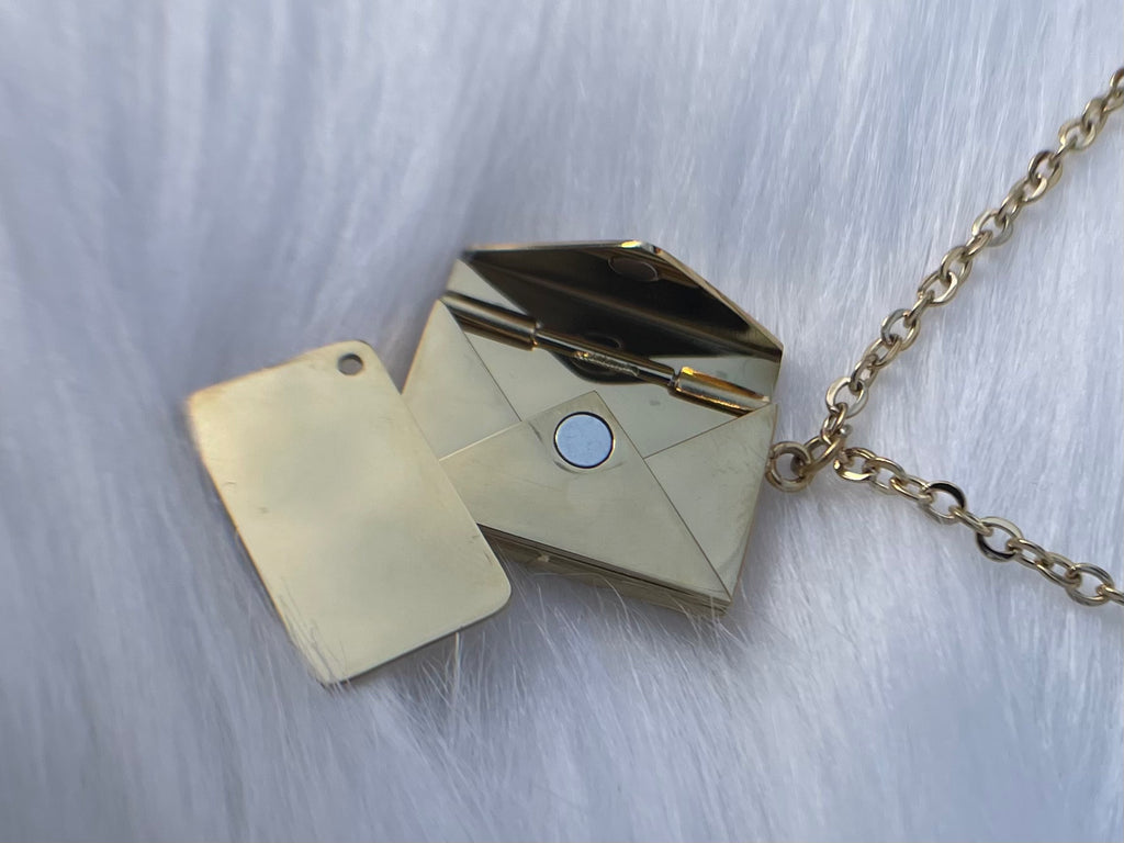 Collier Enveloppe Personnalisable en Acier Inoxydable - Or, Argent, Or Rose
