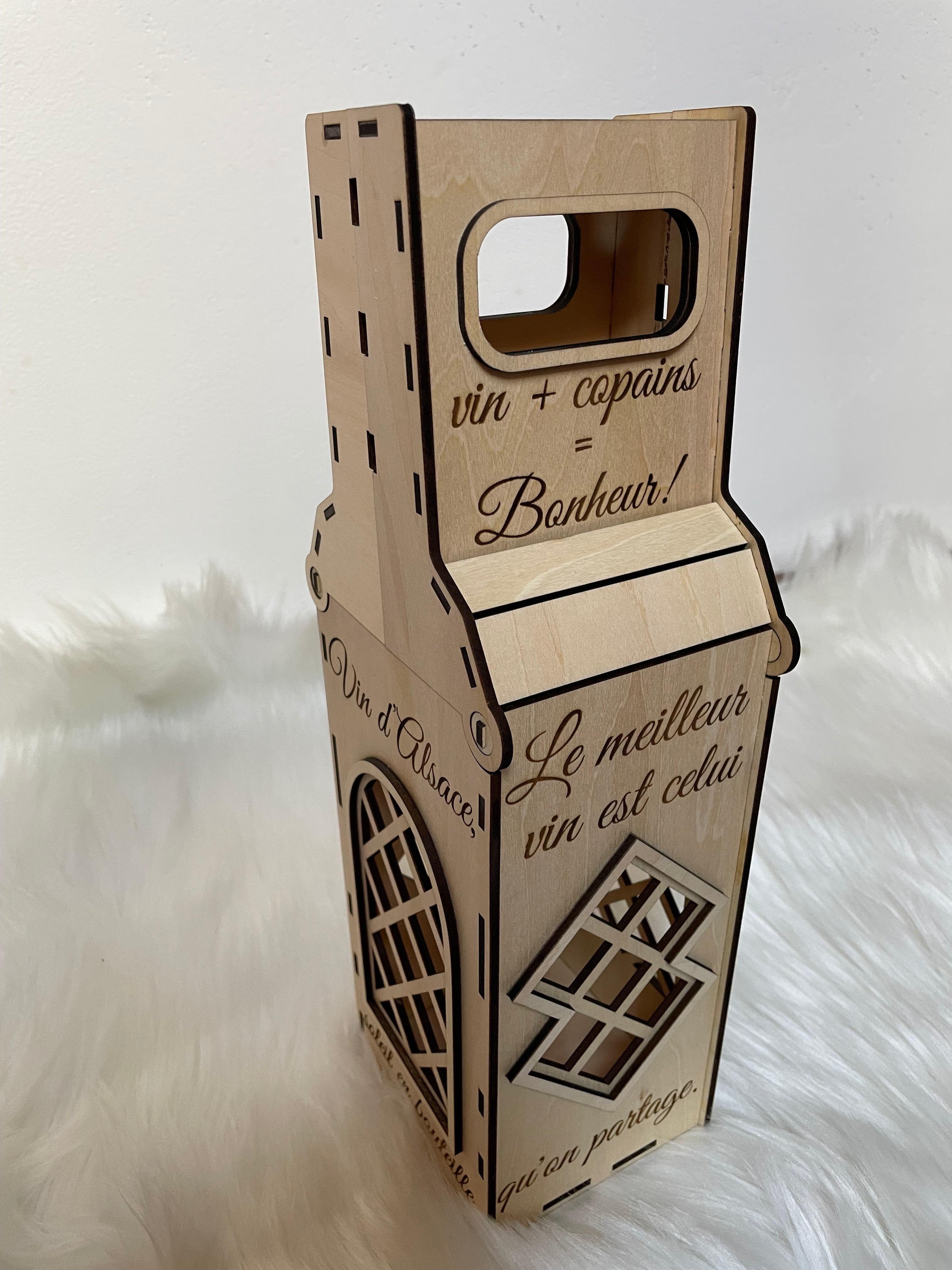 Boîte à Vin Bois Gravée Alsacienne Personnalisée | Fait Alsace