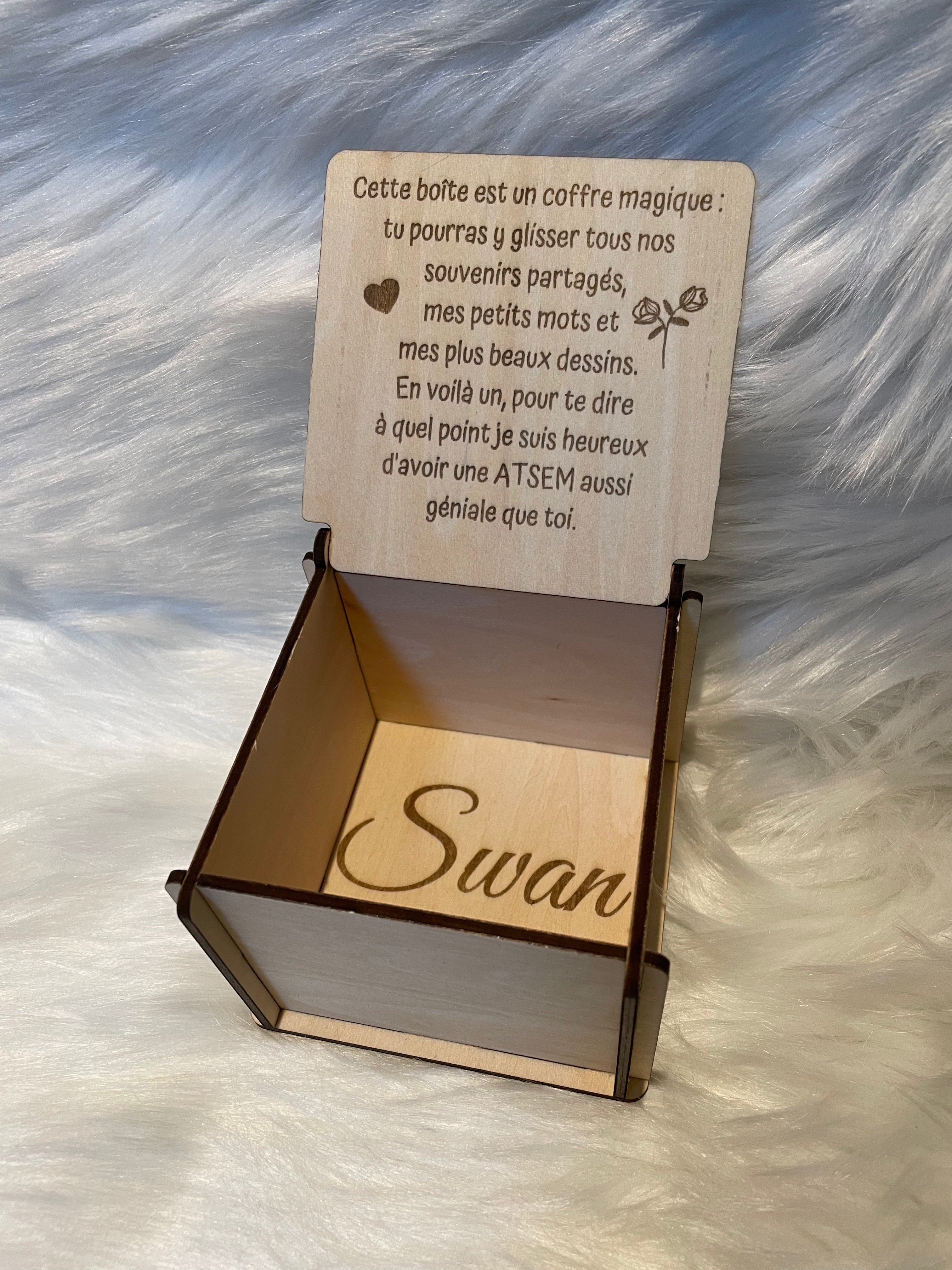 Boîte à Surprise Personnalisée Bois Gravé | Cadeau Maître Maîtresse