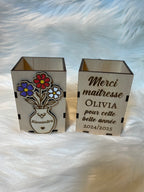 Boîte à Crayons Personnalisée Bois Gravé | Cadeau Maître Maîtresse