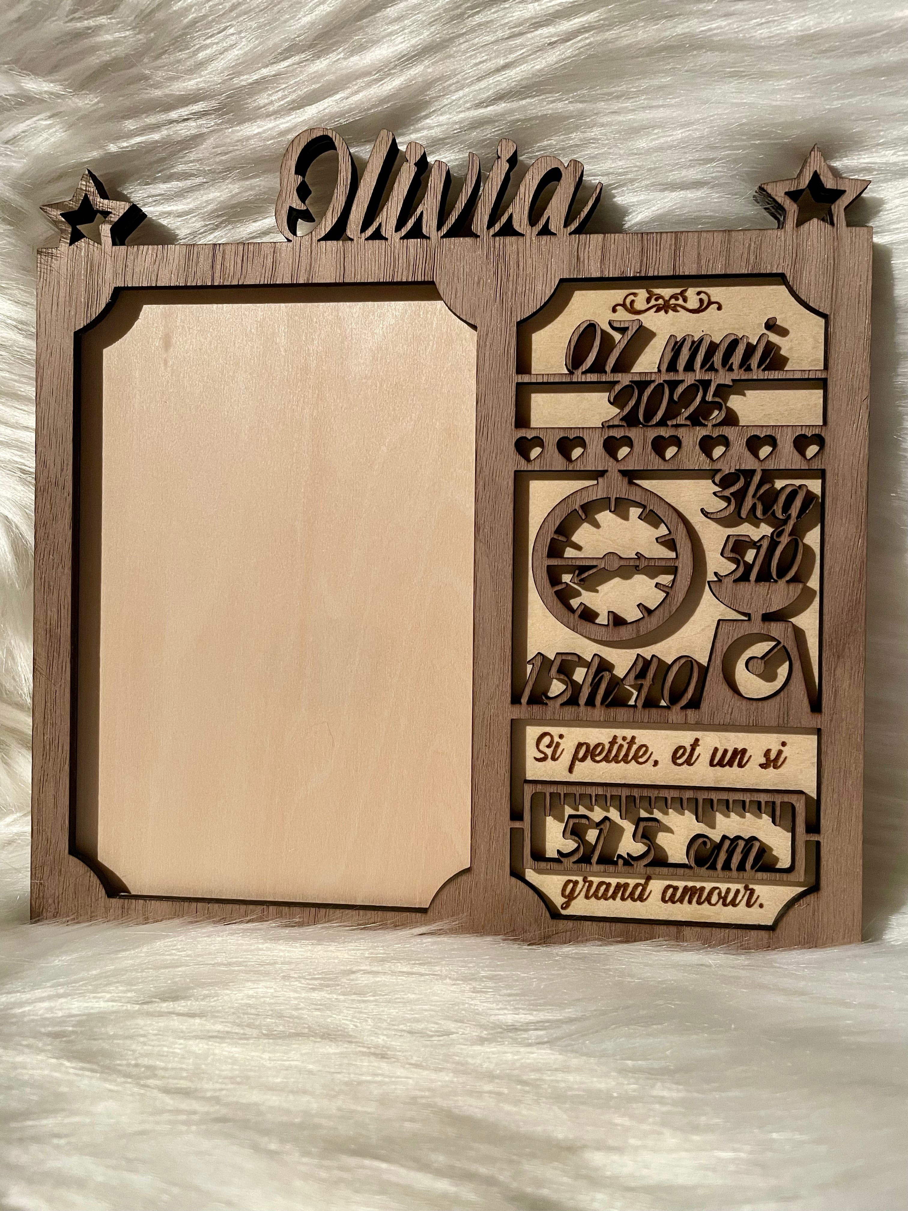 Plaque de naissance / cadre photo