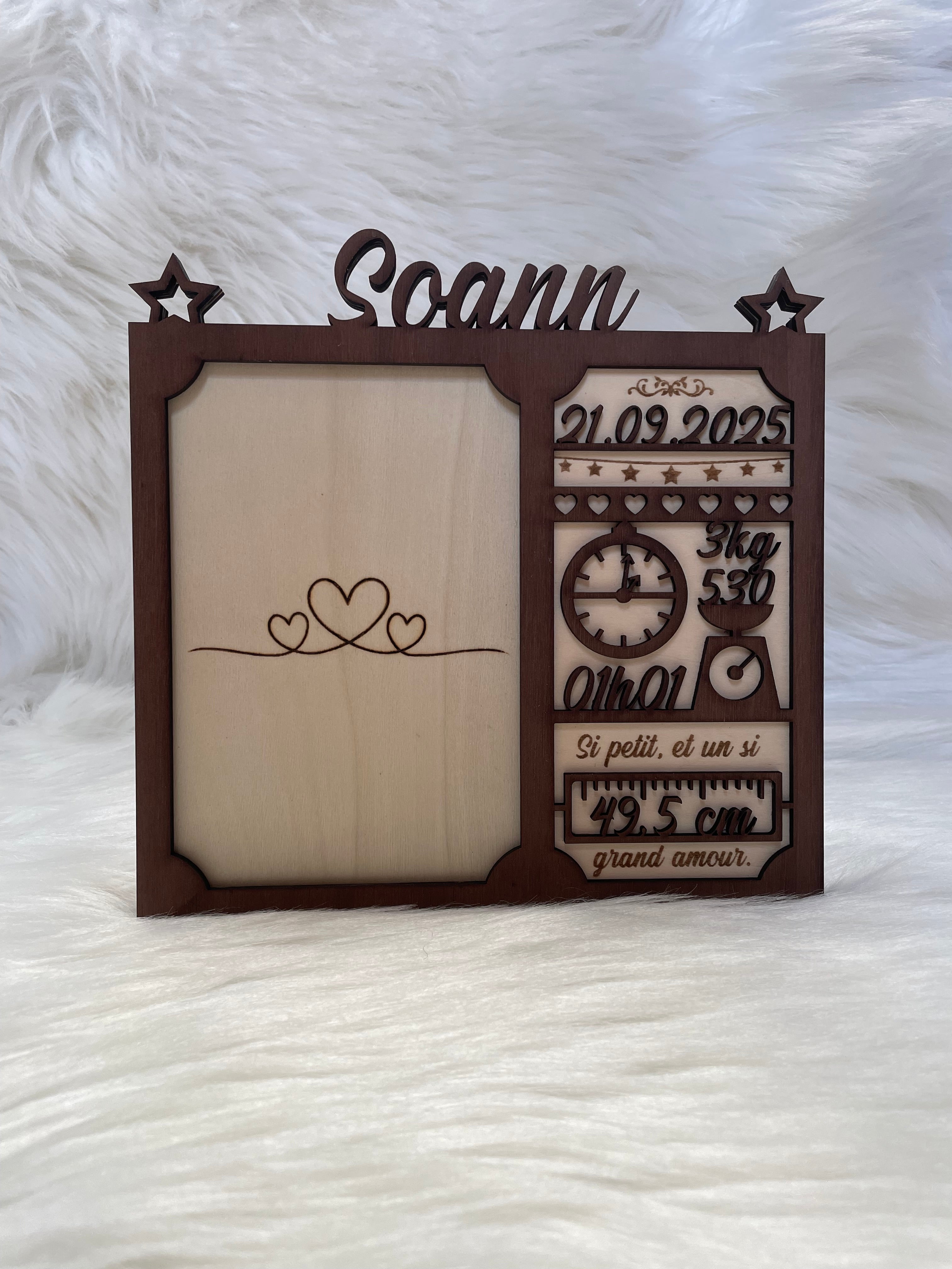 Plaque de naissance / cadre photo