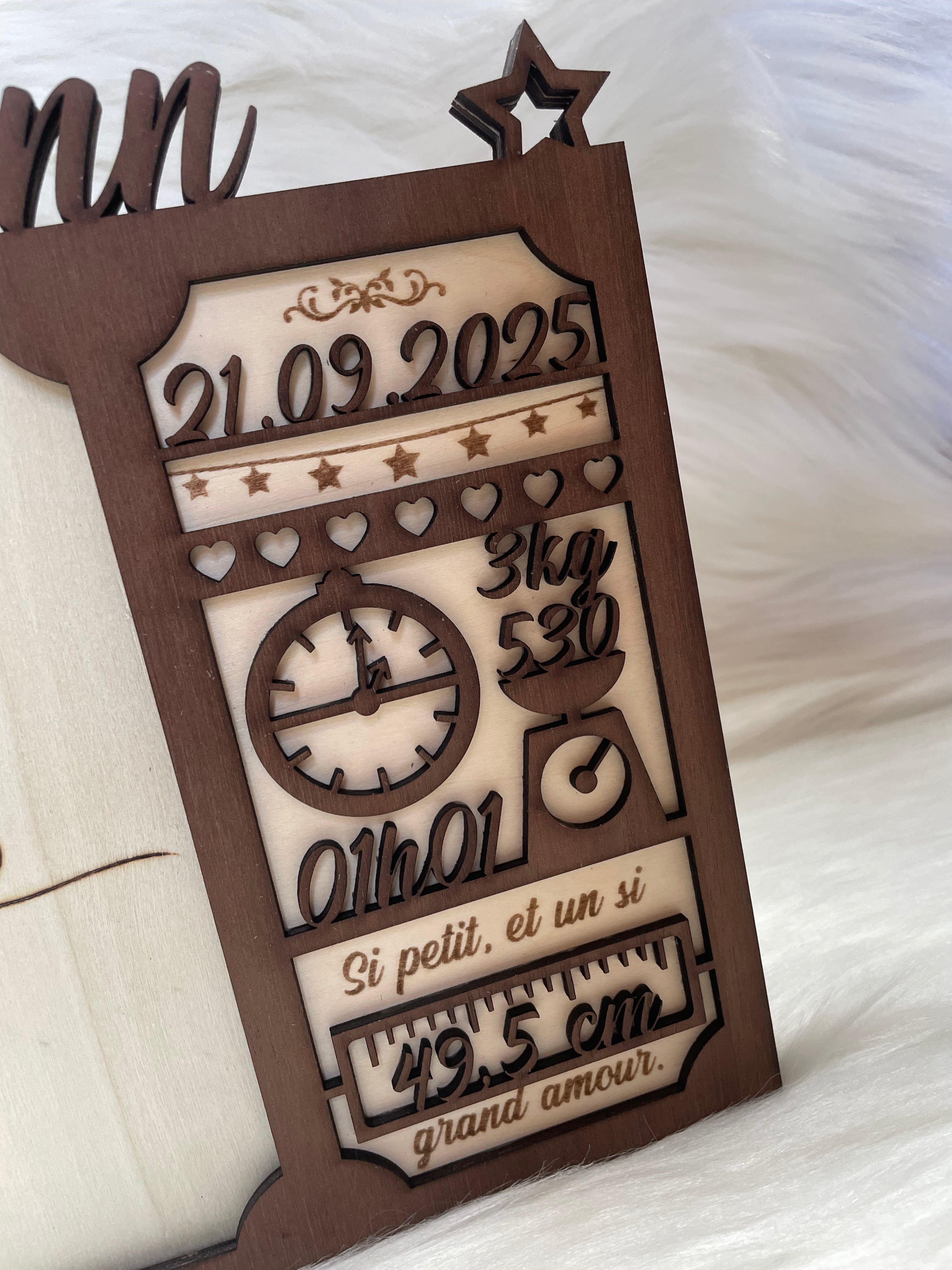 Plaque de naissance / cadre photo