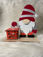 Lanterne de Noël Peinte Main Bois | Décoration Artisanale avec Bougie LED