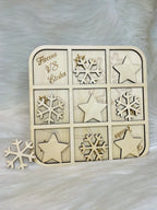 Jeu Morpion Bois Gravé Version Noël | Jeu Artisanal Famille