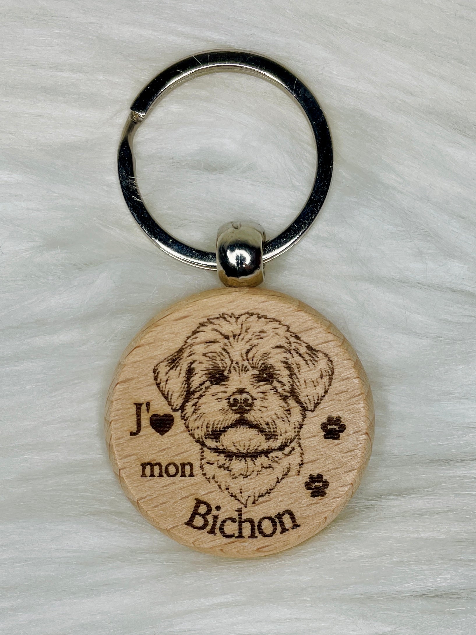 Porte-Clé Bois Gravé Race de Chien | Plusieurs Races au Choix