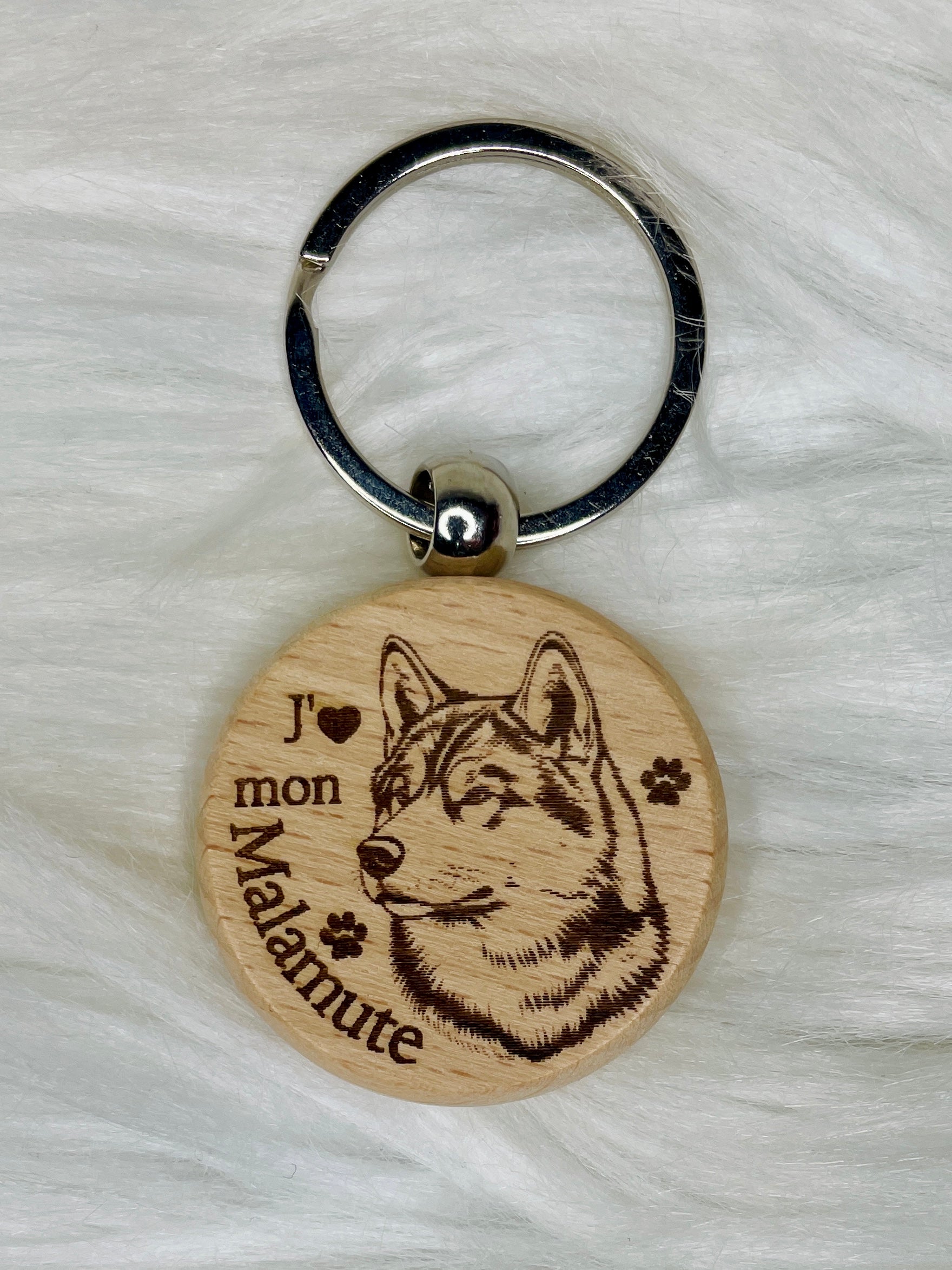 Porte-Clé Bois Gravé Race de Chien | Plusieurs Races au Choix