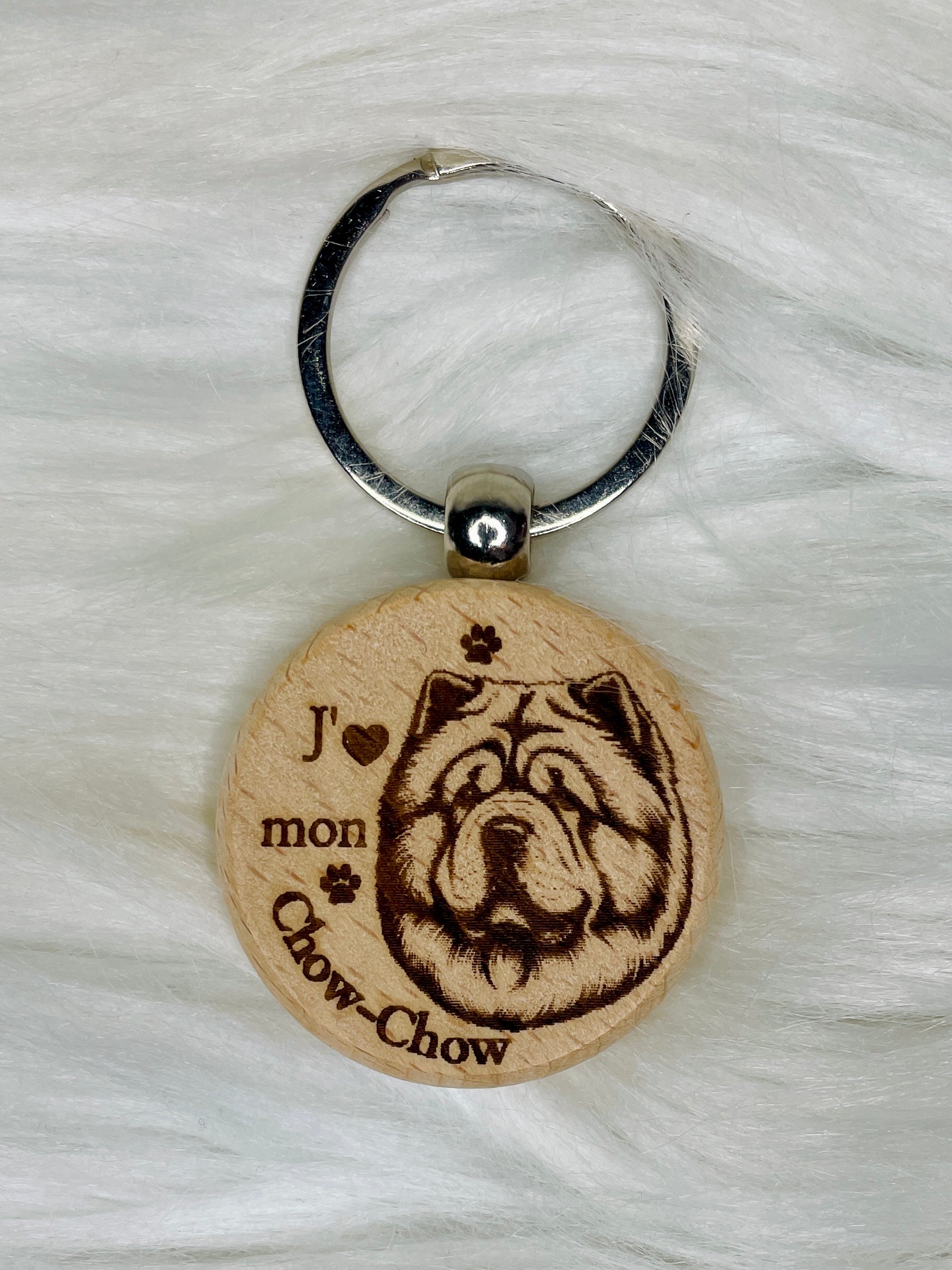 Porte-Clé Bois Gravé Race de Chien | Plusieurs Races au Choix