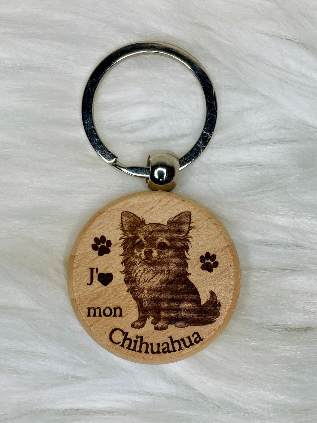 Porte-Clé Bois Gravé Race de Chien | Plusieurs Races au Choix