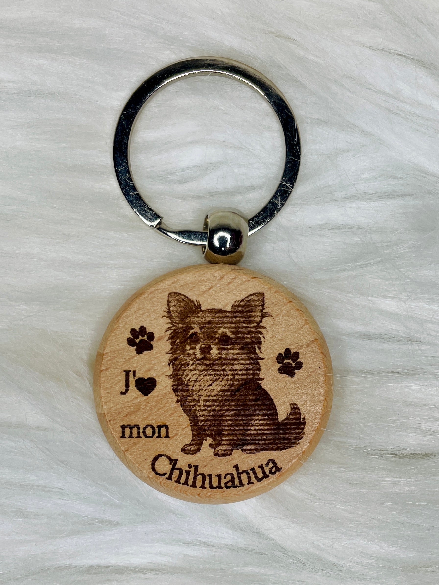 Porte-Clé Bois Gravé Race de Chien | Plusieurs Races au Choix