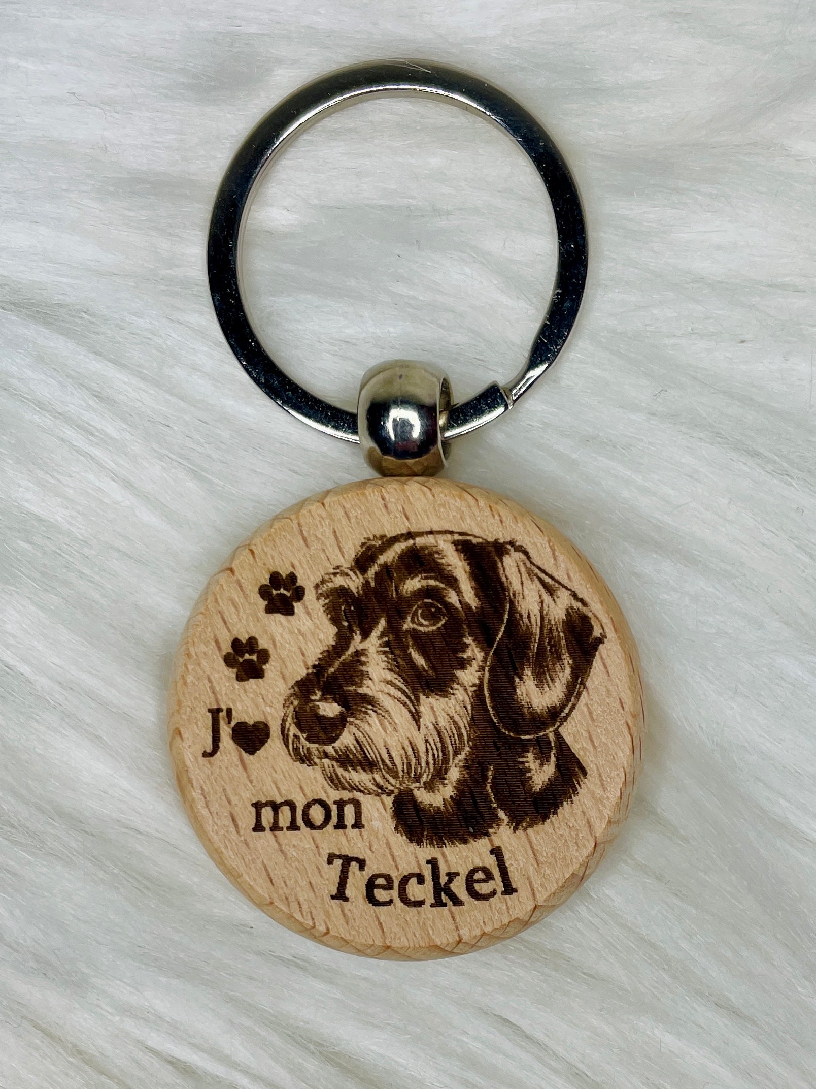 Porte-Clé Bois Gravé Race de Chien | Plusieurs Races au Choix