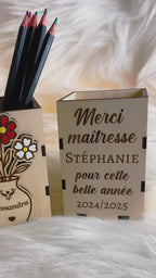 Boîte à Crayons Personnalisée Bois Gravé | Cadeau Maître Maîtresse